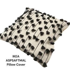 IKEA ASPSAFTMAL White/Beige & Black Pillow Cover 20" x 20"